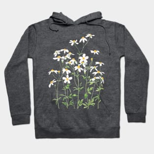 white black-jack flowers watercolor painting Hoodie